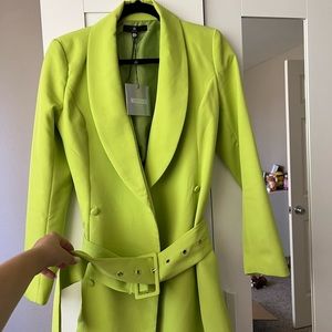 Neon green women blazer mini dress